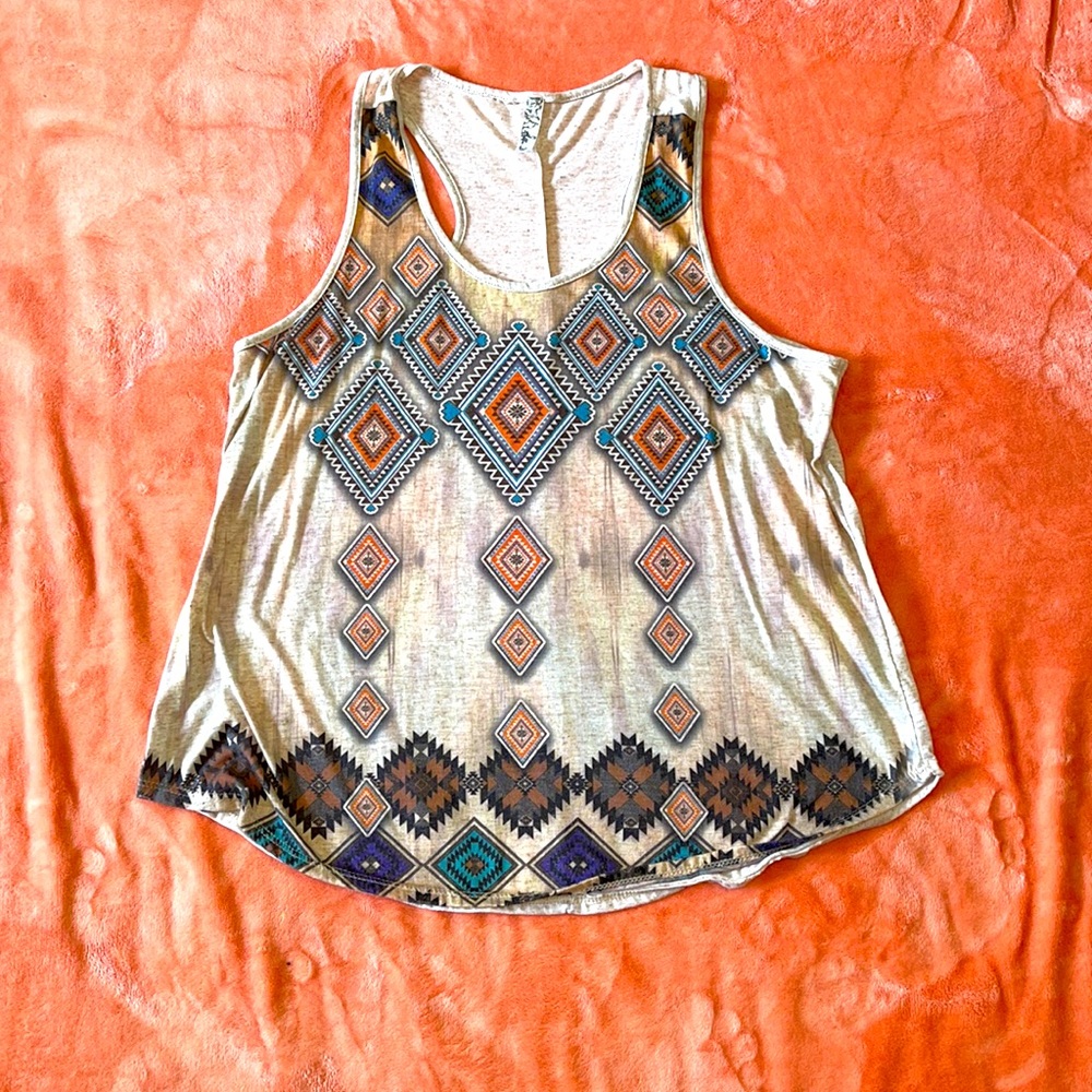 Bella D Aztec Print Top Sz 1X